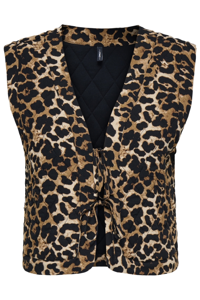 ONLNOVELLA QUILT S/L TIE VEST WVN 15357634 TIGER EYE/FURODED